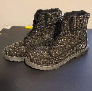 Rhinestone Lace Up Boots